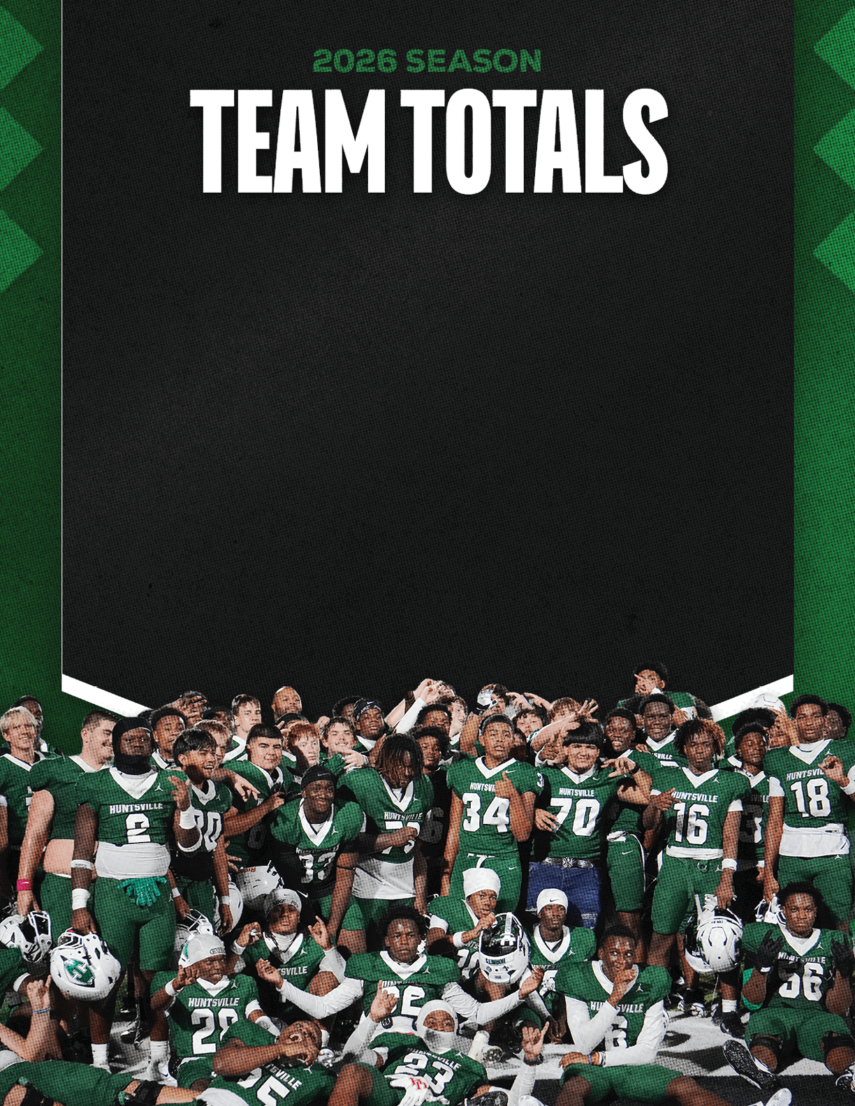 A group of football players standing on the field. Description generated by AI