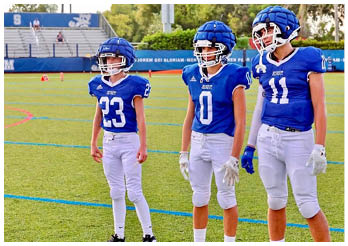 A group of football players on a field. Description generated by AI
