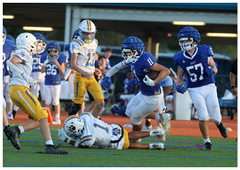 A group of football players on a field. Description generated by AI