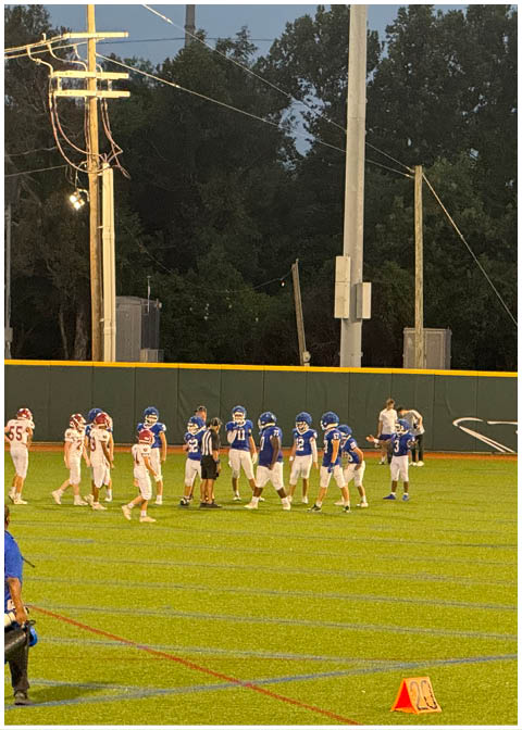 A football player catching a ball. Description generated by AI