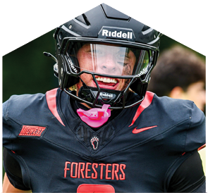 A football player wearing a black jersey with the number 6 on it. Description generated by AI