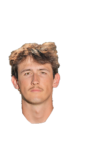 A man's head is in the center of a white background. Description generated by AI