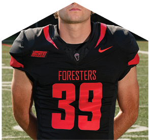 A football player wearing a black jersey with the number 39. Description generated by AI