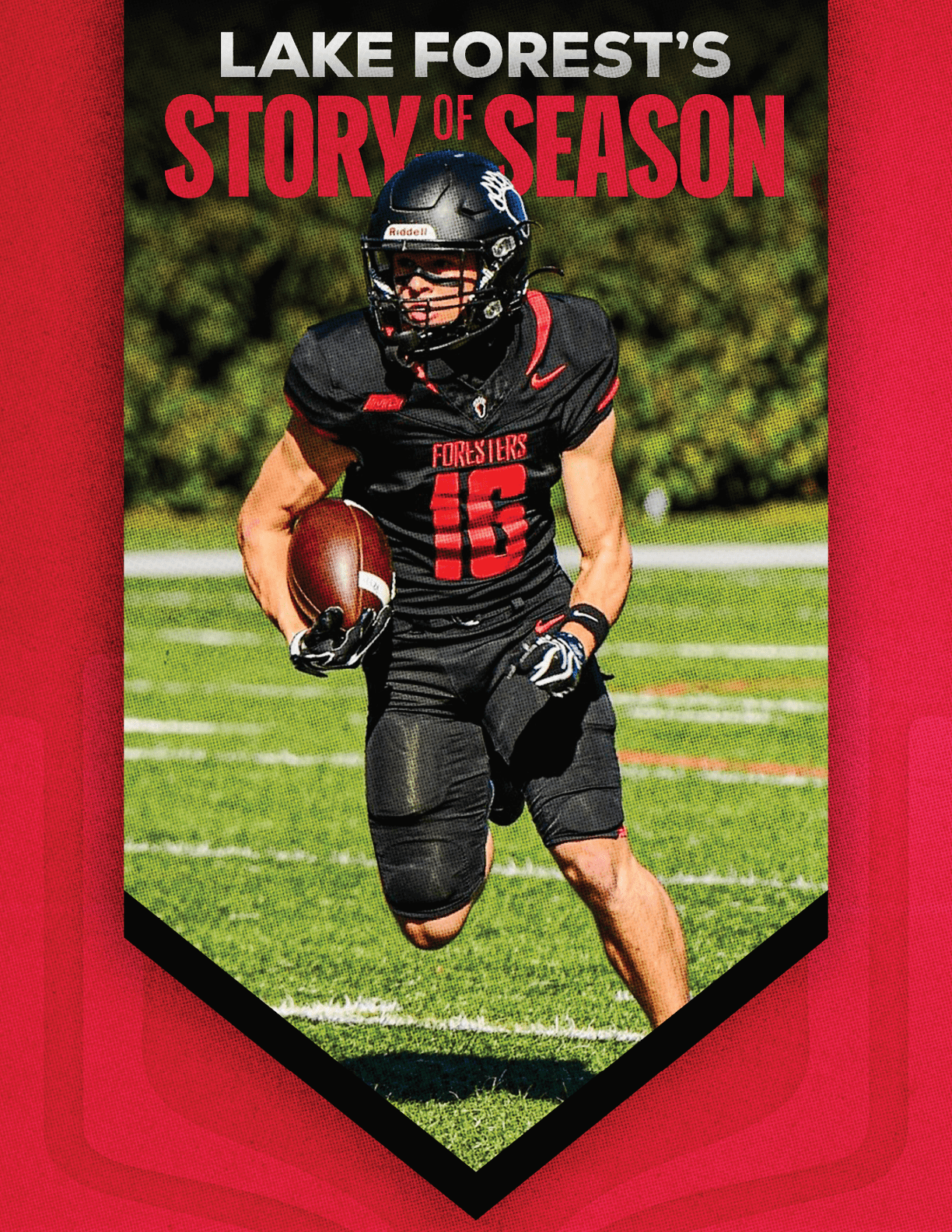 A football player running with a football. Description generated by AI
