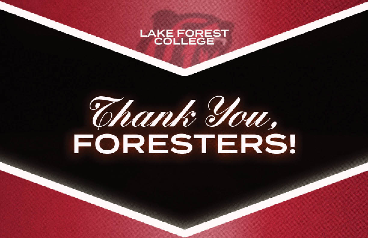 A red and black sign that says “Thank You, Foresters!" Description generated by AI