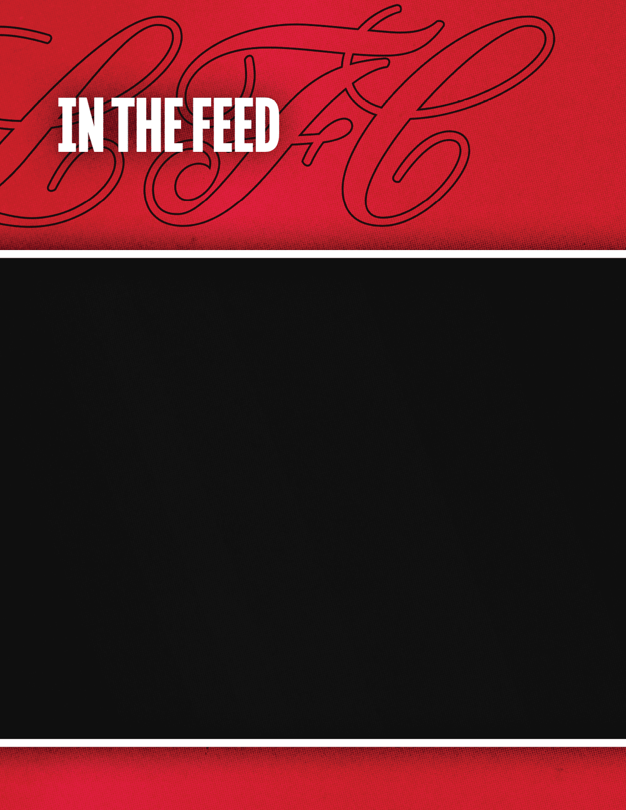 A black and red sign with the words “In the feed" written on it. Description generated by AI
