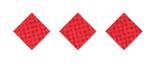 Three red diamond shapes arranged horizontally on a white background. Description generated by AI
