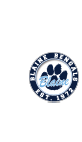 A circular logo with a navy blue paw print in the center, the word “Blaine" in light blue script across the paw, and a navy blue outer ring containing the text "Blaine Bengals Est. 1972" in white block letters. Description generated by AI