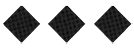 Three red diamond shapes with a subtle checkered pattern are evenly spaced on a white background. Description generated by AI