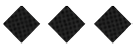 Three red diamond shapes with a subtle checkered pattern are evenly spaced on a white background. Description generated by AI