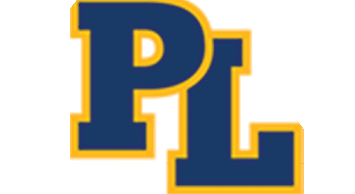 Bold navy blue letters “PL" with a yellow outline on a white background. Description generated by AI