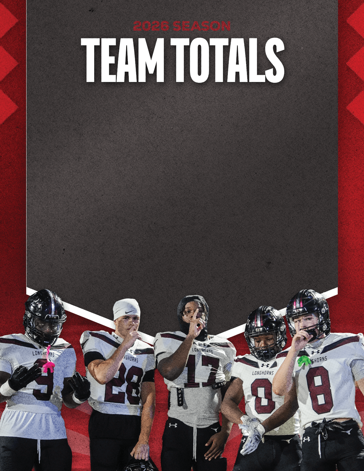 A group of football players standing on the field. Description generated by AI