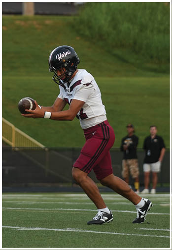 A group of football players celebrating a touchdown. Description generated by AI