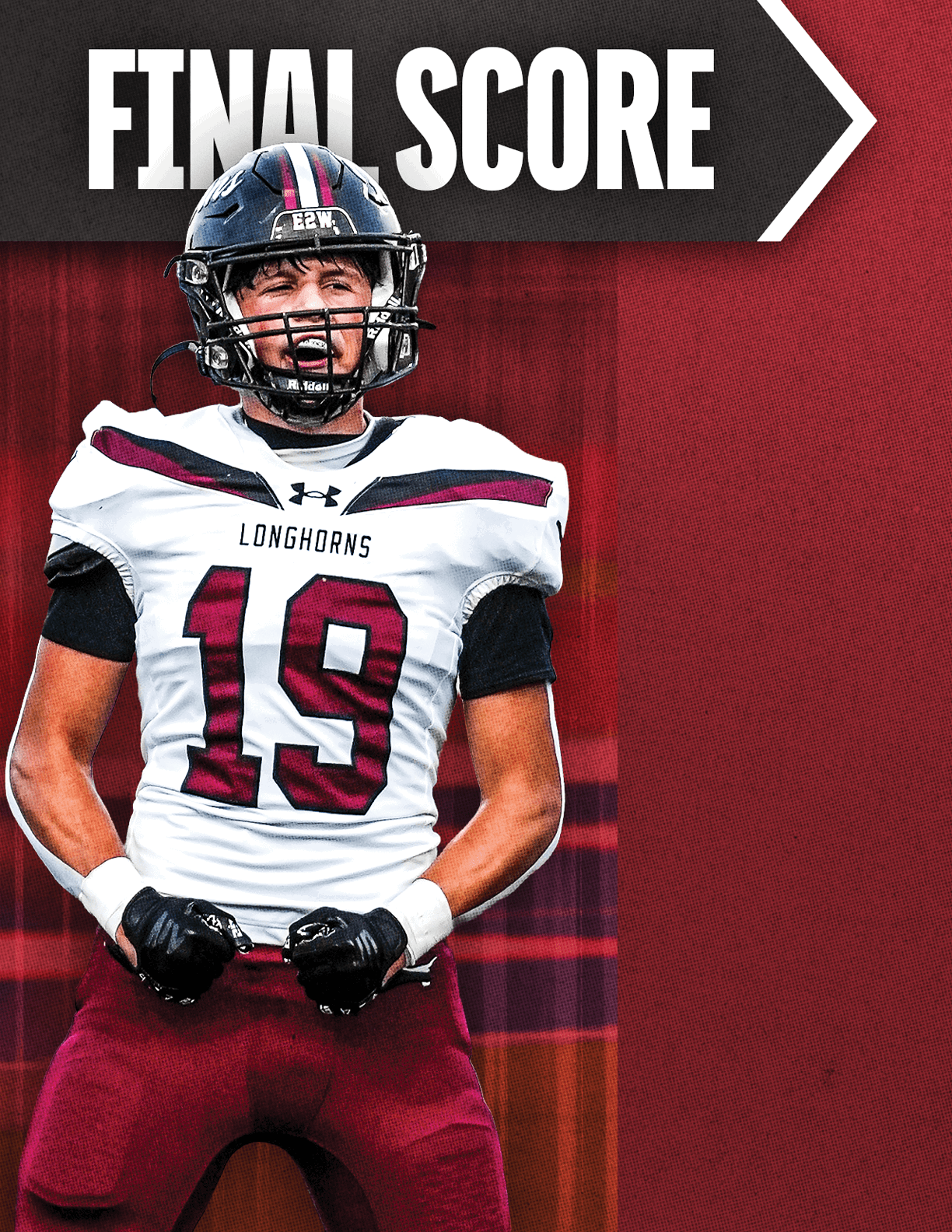 A football player with a white helmet. Description generated by AI