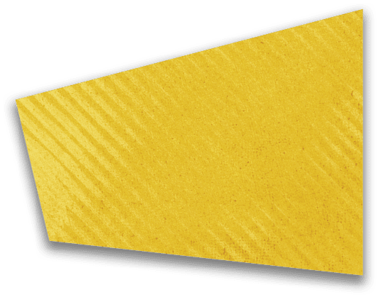 A yellow trapezoid shape with a subtle diagonal striped texture and a shadow beneath it. Description generated by AI