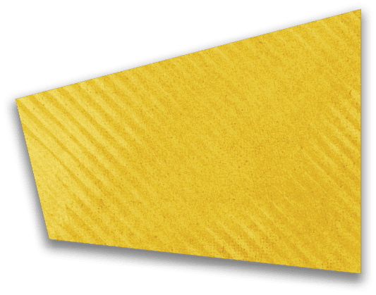 A yellow trapezoid shape with a subtle diagonal striped texture and a shadow beneath it. Description generated by AI