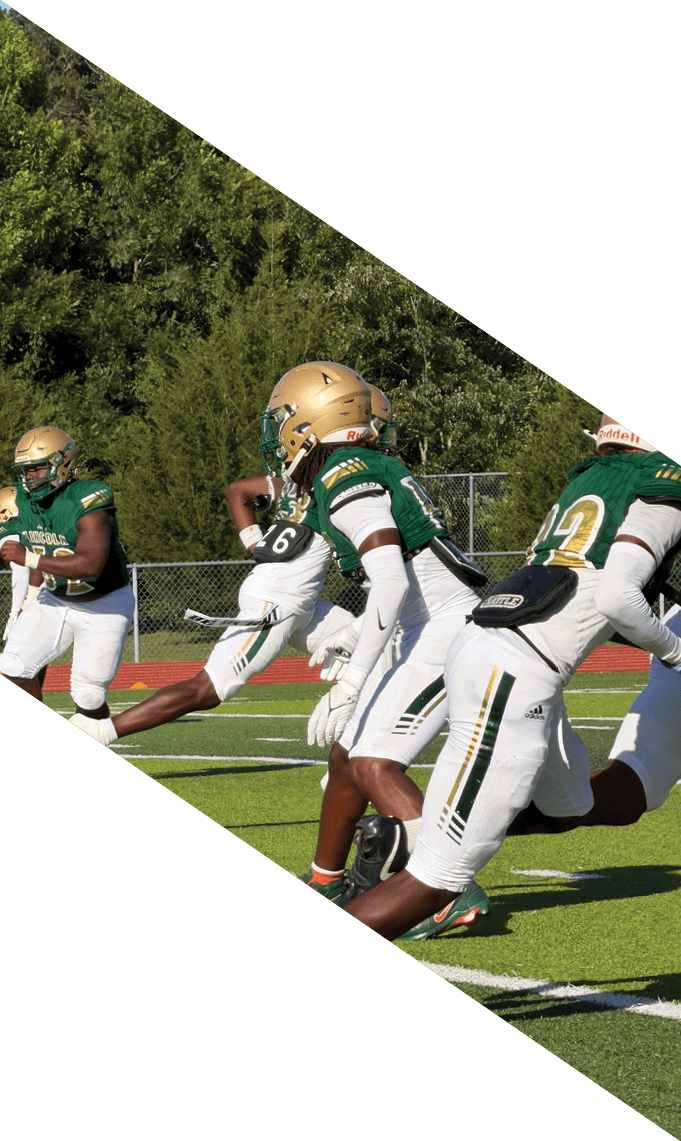 Three men wearing football uniforms are posing for a picture. AI generated content