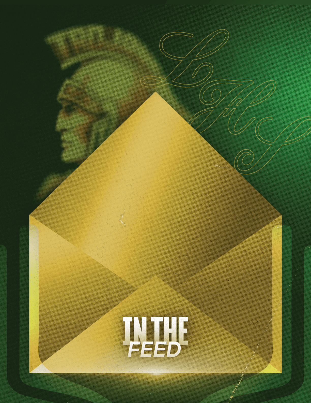 A gold and green card with the word “Social" written on it. AI generated content