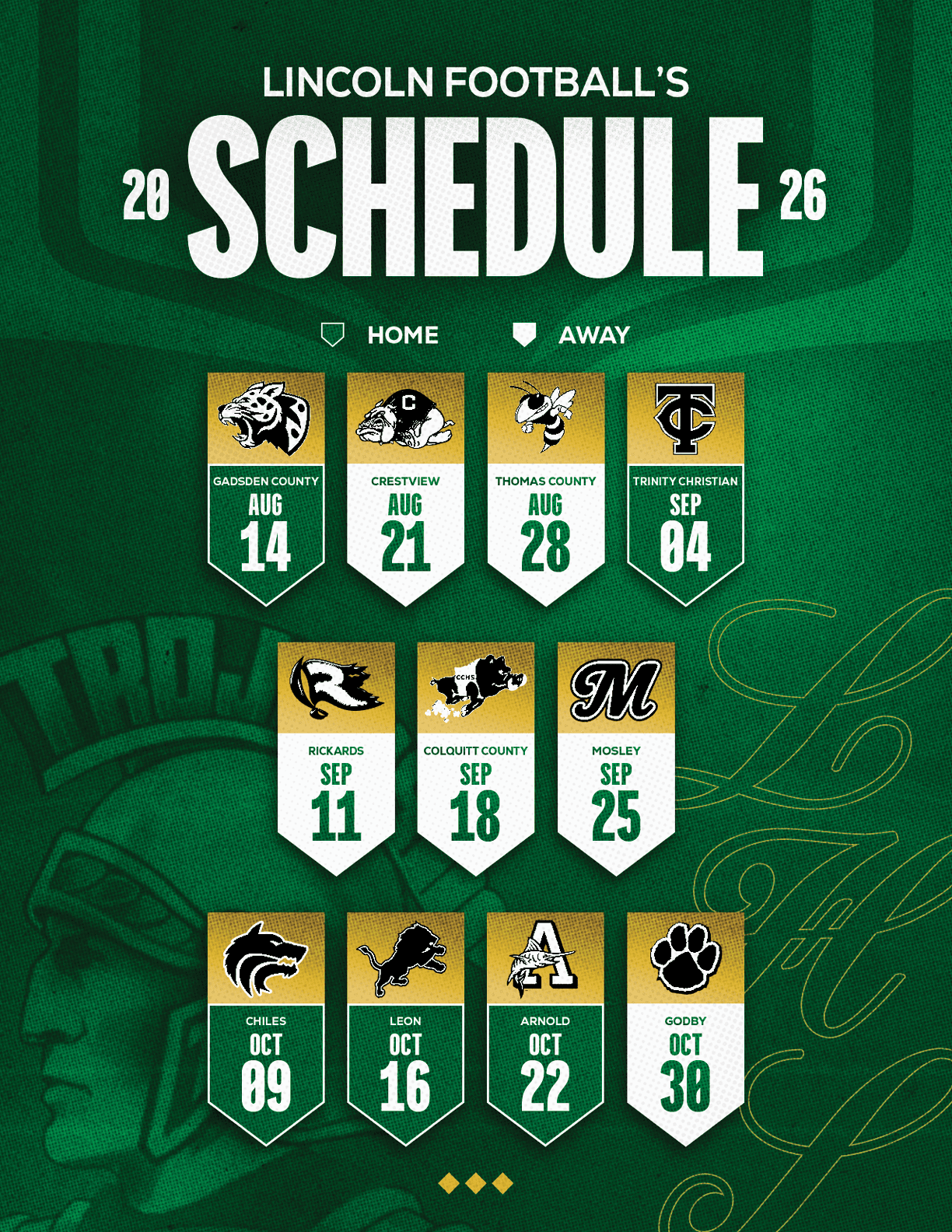 A football schedule for the 2014 season. Description generated by AI