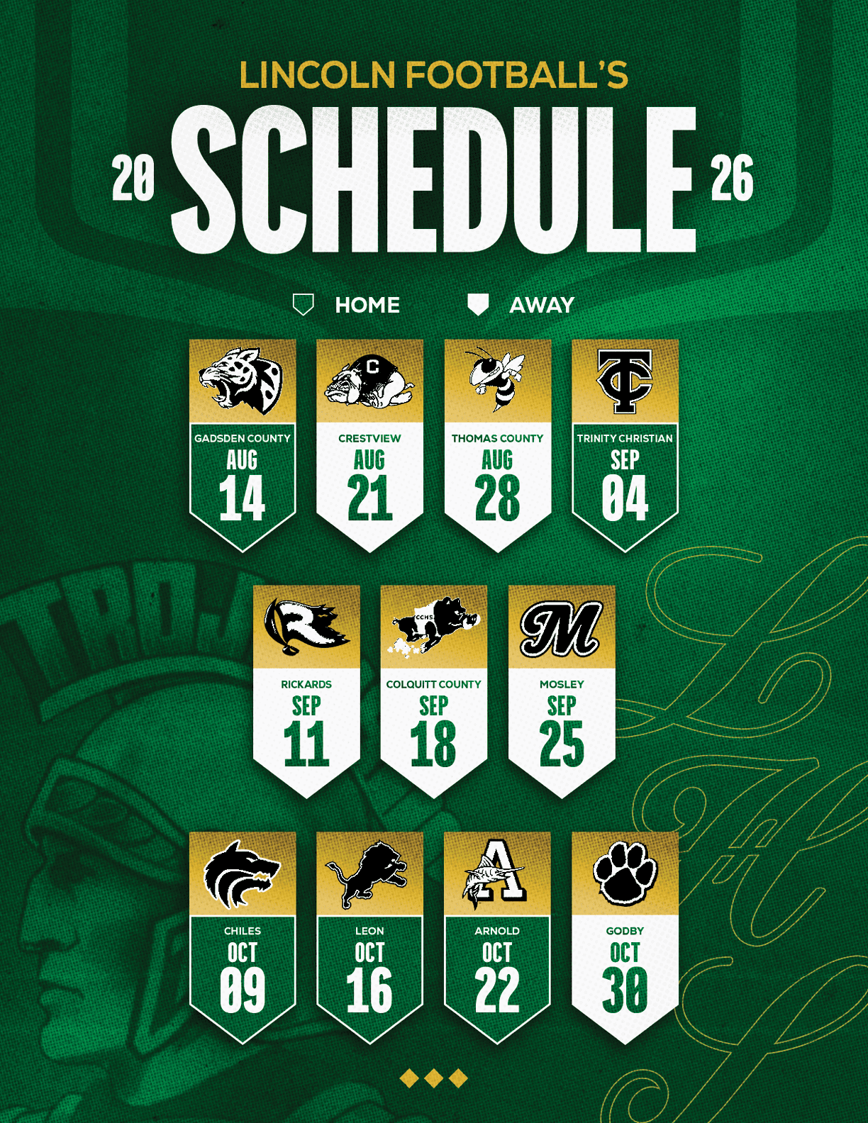 A football schedule for the 2014 season. Description generated by AI