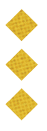 Three yellow diamond shapes arranged vertically on a white background. Description generated by AI