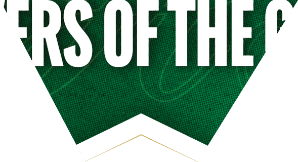 Lincoln Football's Players of the Game text is displayed above a large gold shield shape on a green textured background. Description generated by AI