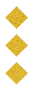 Three yellow diamond-shaped waffle pieces are stacked vertically on a white background. Description generated by AI