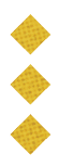Three yellow diamond-shaped waffle pieces stacked vertically on a white background. Description generated by AI