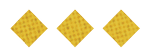 Three yellow diamond-shaped waffle pieces stacked vertically on a white background. Description generated by AI