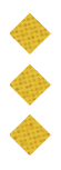 Three yellow diamond-shaped waffle pieces stacked vertically on a white background. Description generated by AI
