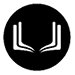 A black and white image of a book with a white letter “U" on the left side and a white letter "L" on the right side. Description generated by AI