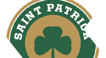 A partial logo featuring a green shamrock and the word “SHAMROCKS" in white block letters on a green and gold circular background. Description generated by AI