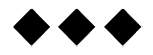 Three black diamond shapes stacked vertically on a white background. Description generated by AI