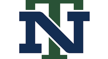 A stylized logo featuring a large navy blue letter N overlaid on a dark green vertical stripe background. Description generated by AI