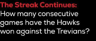 The Streak Continues: How many consecutive games have the Hawks won against the Trevians?