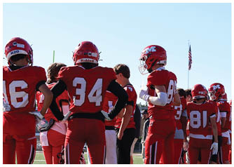 A group of football players on a field. Description generated by AI