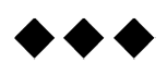 Three solid black diamond shapes evenly spaced on a white background. Description generated by AI