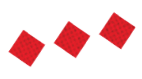 Three red diamonds with a subtle checkered pattern are arranged diagonally on a white background. Description generated by AI
