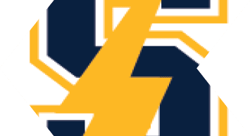 A stylized dark blue letter B with a yellow lightning bolt cutting diagonally through it. Description generated by AI