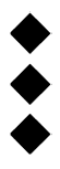 Three black diamond shapes are arranged vertically on a white background. Description generated by AI