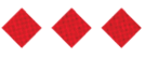 Three red diamond shapes with a subtle checkered pattern are evenly spaced on a white background. Description generated by AI