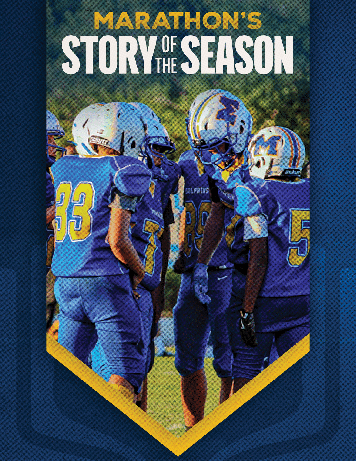 A group of football players huddled together. Description generated by AI