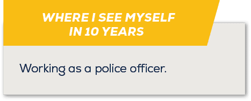 WHERE I SEE MYSELF IN 10 YEARS,Working as a police officer