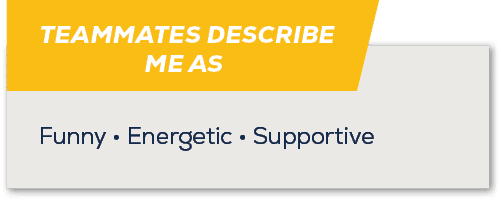 Teammates Describe Me As,Funny • Energetic • Supportiv