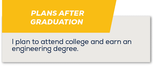 PLANS AFTER GRADUATION,I plan to attend college and earn an engineering degree