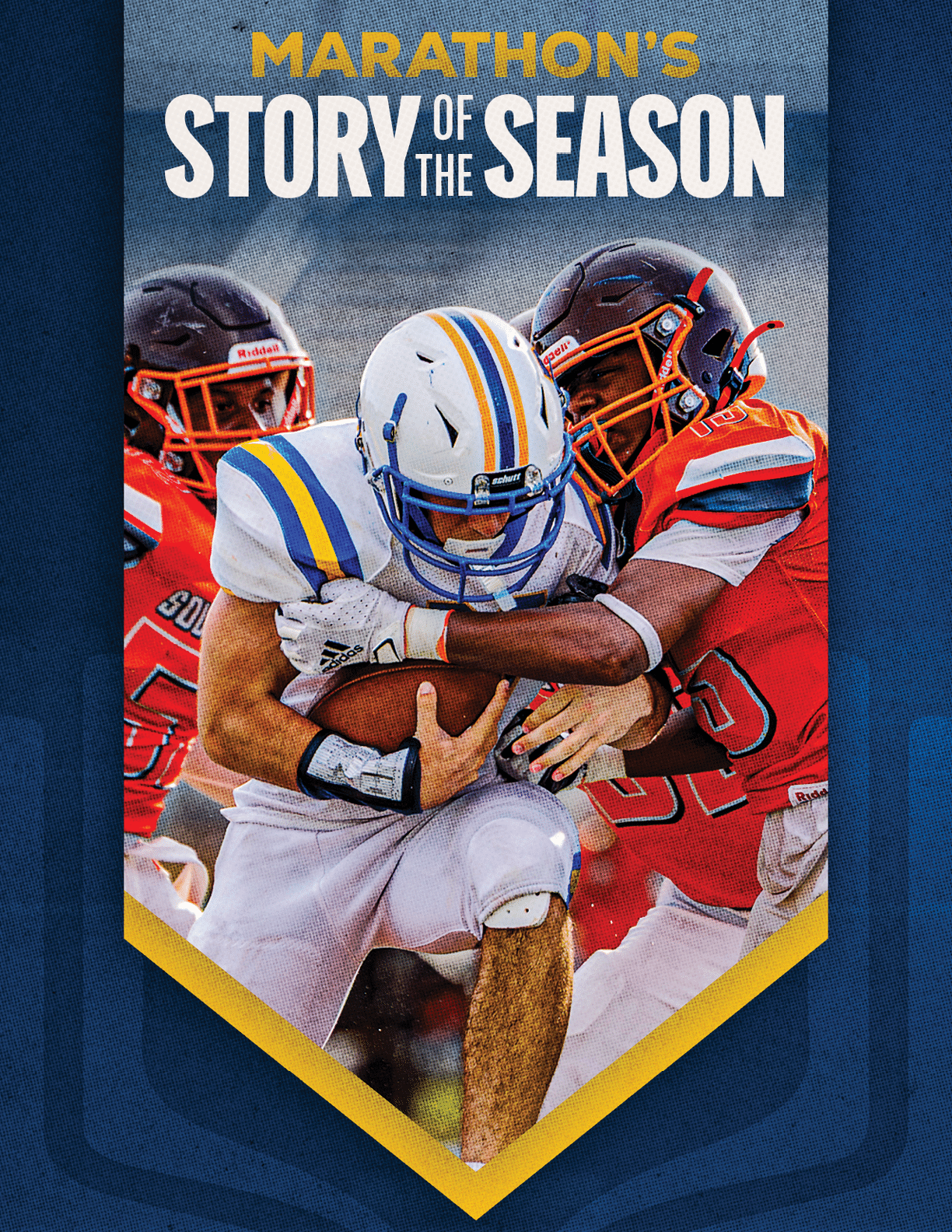 A group of football players huddled together. Description generated by AI