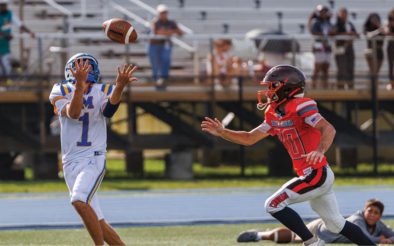 A football player wearing a blue and white jersey with the number 11 on it. Description generated by AI