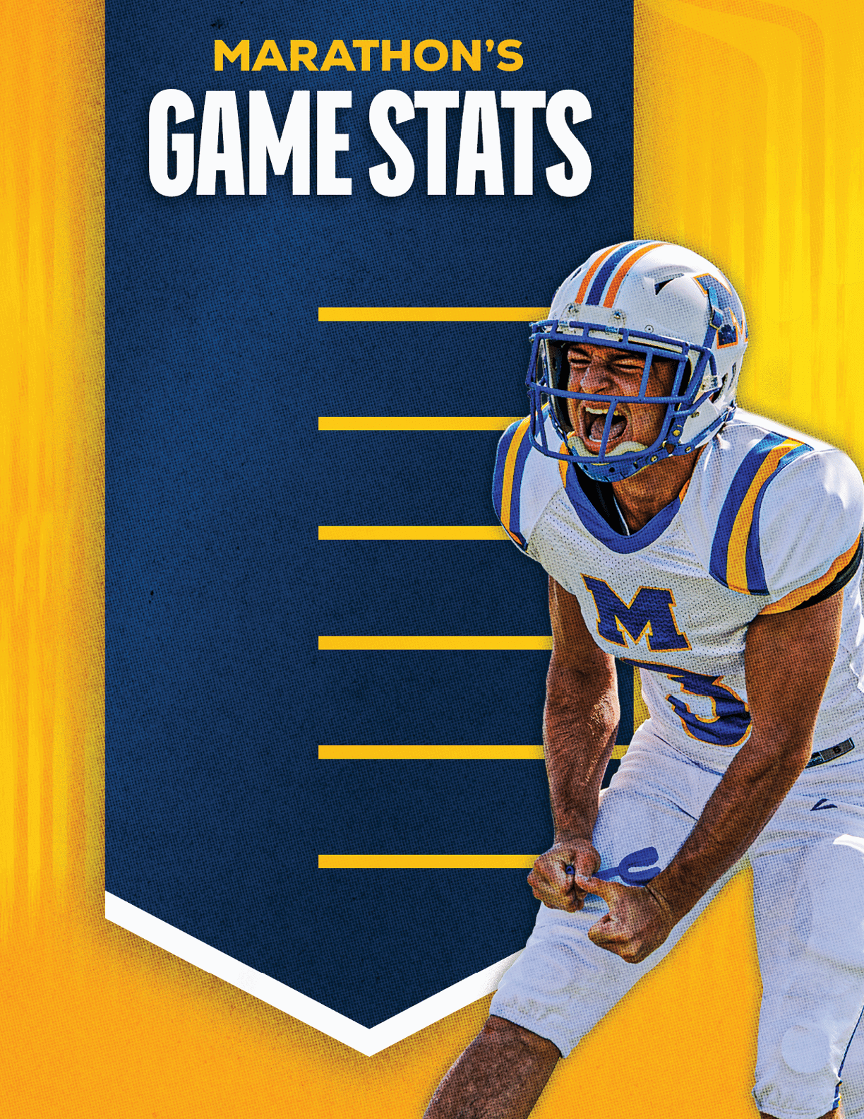A football player wearing a blue and red jersey. Description generated by AI