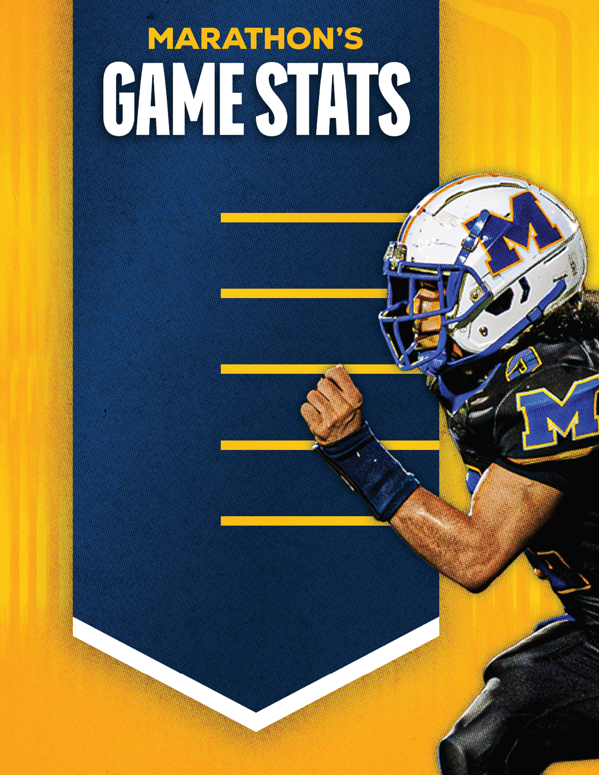 A football player wearing a blue and red jersey. Description generated by AI