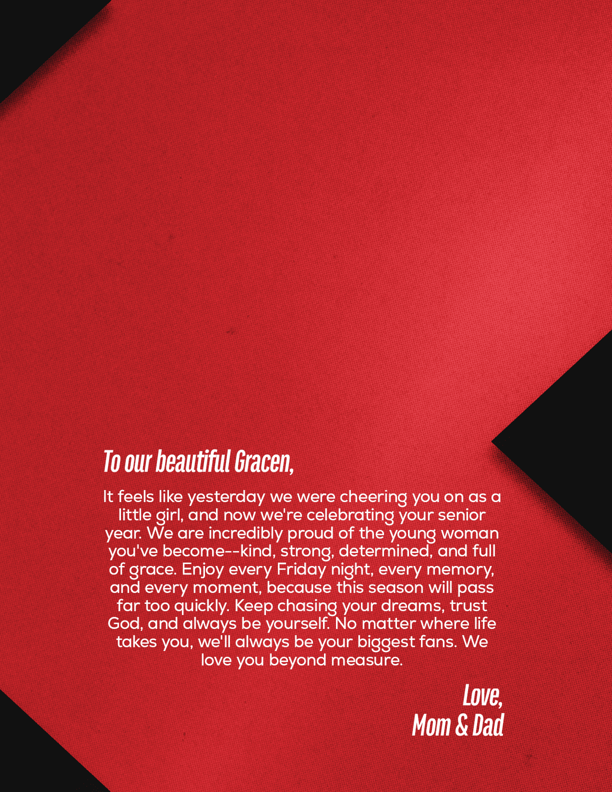 A red textured background with a small black triangular shape in the bottom right corner. Description generated by AI